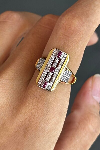 TAKIŞTIR خاتم YSX قابل للتعديل بحجر ذهبي اللون