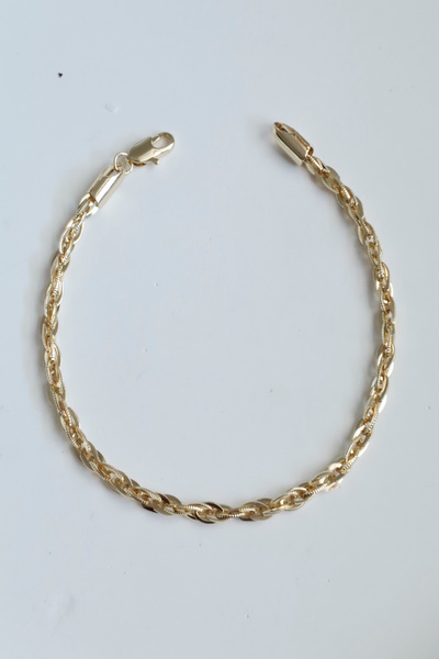 DEMOKAN Kadın Bileklik Kararmaz 14k Altın Renk Vip Seri İthal İnce Geçme Zincir Bileklik