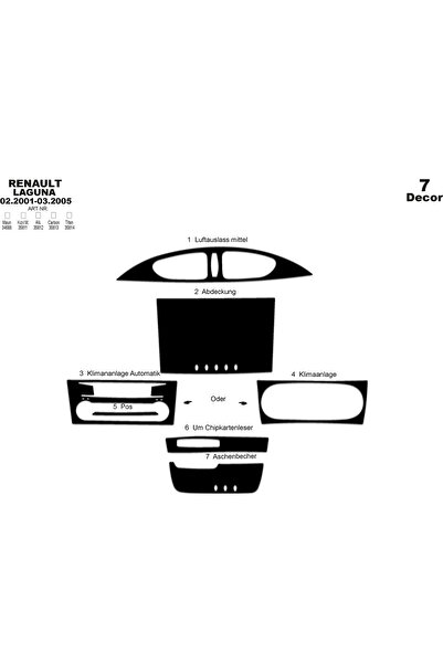 Marscockpitdesign رينو لاجونا وحدة التحكم-توردتو 2001-2005 7 قطع