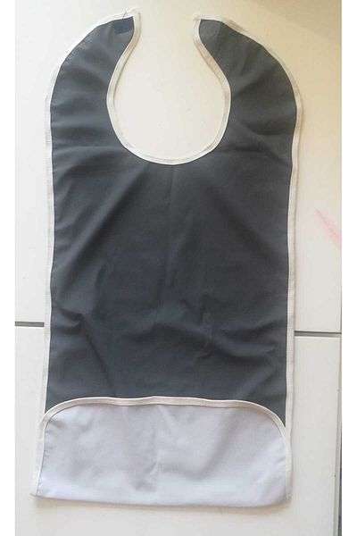 YM 5 Pieces Washable Patient Bib with Pockets Claret Red, Yellow, Gray