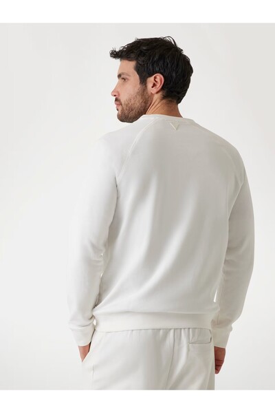 Guess Yuvarlak Yaka Erkek ön logosu Sweatshirt Z4YQ16KAIJ1