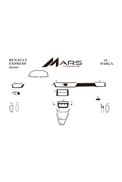 Marscockpitdesign رينو اكسبريس 2020- كونسول - توربيدو 21 قطعة