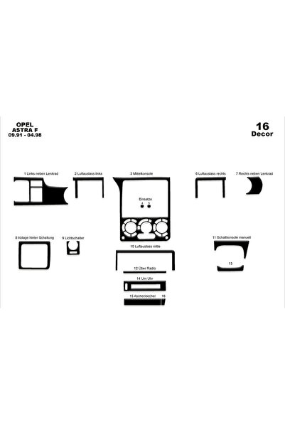 Marscockpitdesign أوبل أسترا F وحدة التحكم-تغطية التوربيدو 1991-1998 16 قطعة