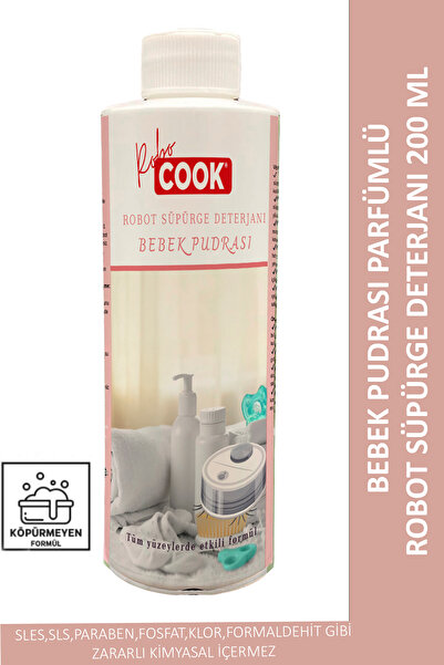 COOK Bebek Pudrası Parfüm Kokulu Robot Süpürge Yüzey Temizleme Deterjanı 200 Ml