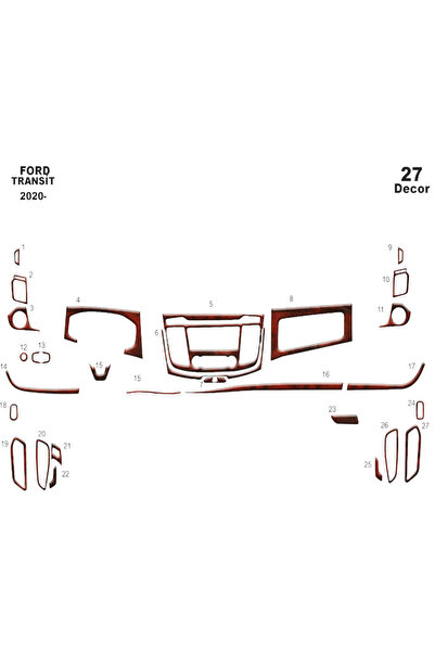 Marscockpitdesign فورد ترانزيت توربيدو/كونسول 2020- 27 قطعة