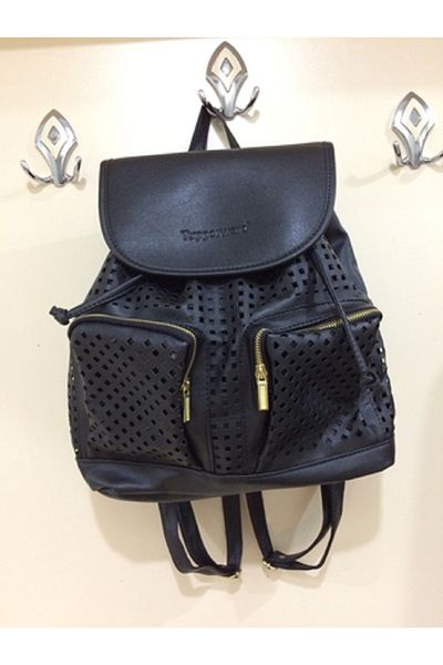 Tupperware Black Leather Backpack
