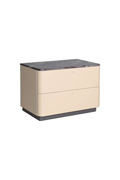 Danube Home Hanson 2 Drawer Night Stand - Dark Grey & Khaki, Engineered Wood, Melamine Finish, 2 Year Warranty