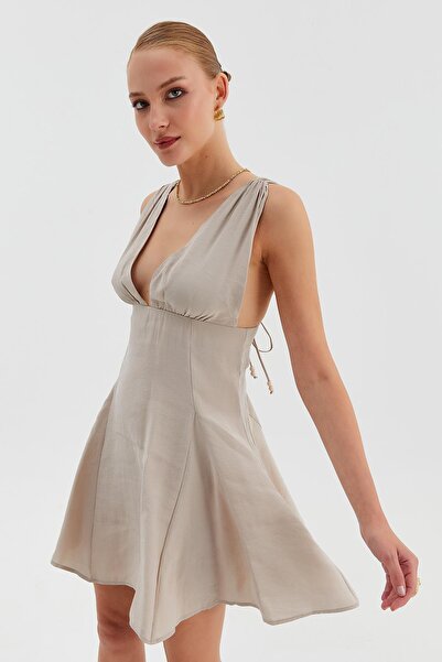 Nish&Chic Back Tie Flounce Mini Dress