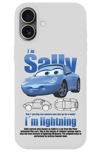 WANNA PROTECT حافظة هاتف iPhone 16 بيضاء مخملية من الداخل من السيليكون بنمط Sally