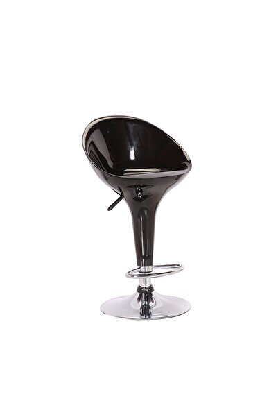 Danube Home Keith Bar Stool - Classic Black Polypropylene Seating with Chrome Finish & Gas Lift, Durable Design