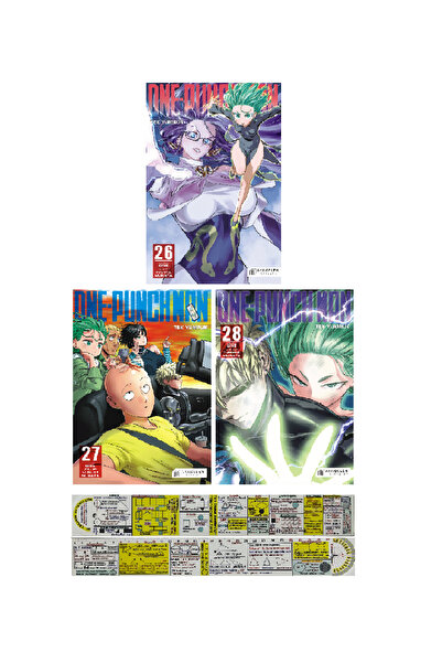 Akıl Çelen Kitaplar One Punch Man 26-27-28. Ciltler Manga Seti + Mat. Öğreten Cetvel