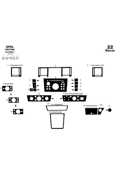 Marscockpitdesign أوبل فيكترا C وحدة التحكم-توبيردو 2002-2008 22 قطعة