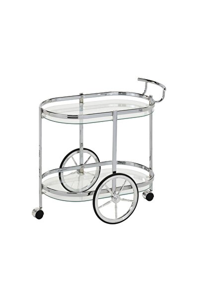 Danube Home Hedo Clear & Silver Serving Trolley - Stylish Metal Design for Dining Room, 2 Year Warranty