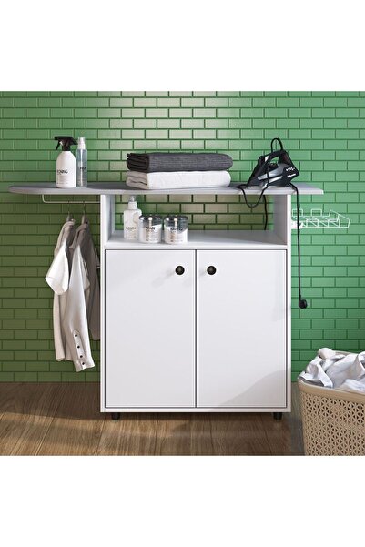 Danube Home Farret Ironing Board with 2 Door Cabinet - White L105xW38xH85.3cm