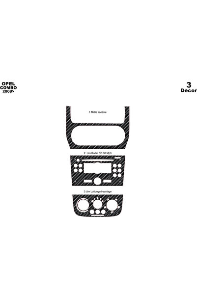 Marscockpitdesign أوبل كومبو كونسول-توربيدو 2008 3 قطع