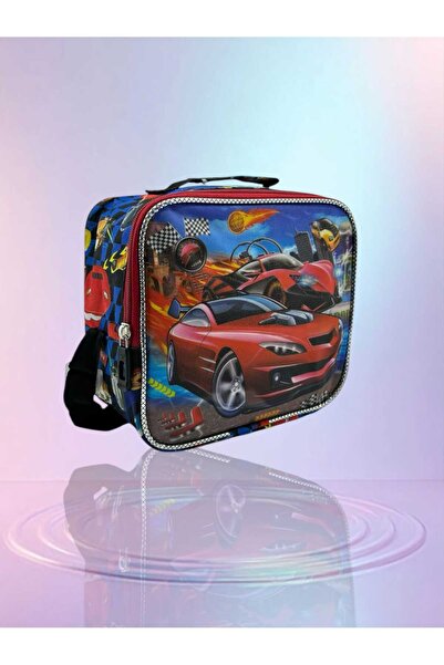 Relaxion Glitter Red Car Patterned Thermal Lunch Box 3323-6