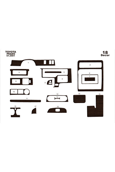 Marscockpitdesign تويوتا برادو كونسول-توردتو 2001-2002 18 قطعة