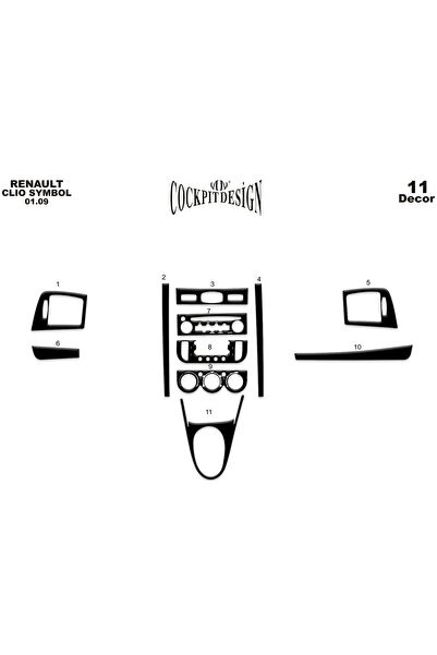 Marscockpitdesign رينو كليو رمز وحدة التحكم-توردتو 2009-201 1 قطعة