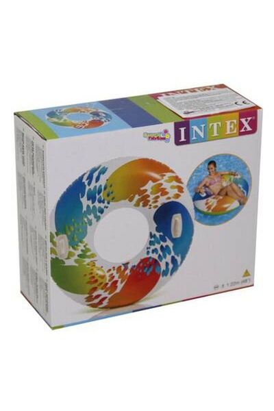 Intex حلقة سباحة قابلة للنفخ كبيرة الحجم من كولور ويرل مقاس 122 سم 58202 9+