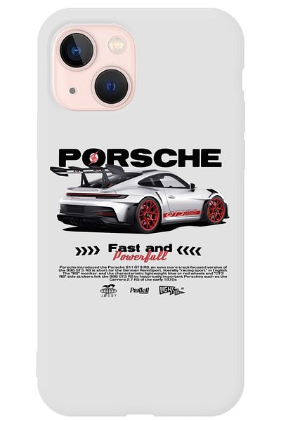 WANNA PROTECT حافظة هاتف iPhone 15 بيضاء مخملية من الداخل GT3 RS من السيليكون