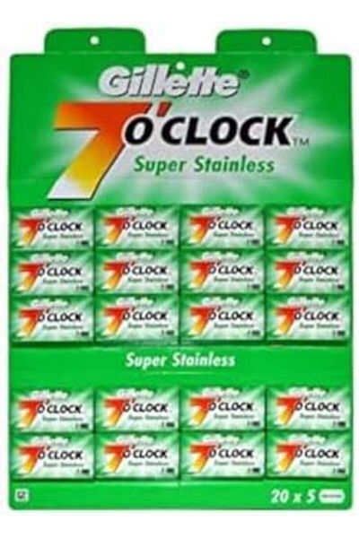 Gillette 7 O'Clock Super Stainless Double Edge Razor Blades - 100 Blades