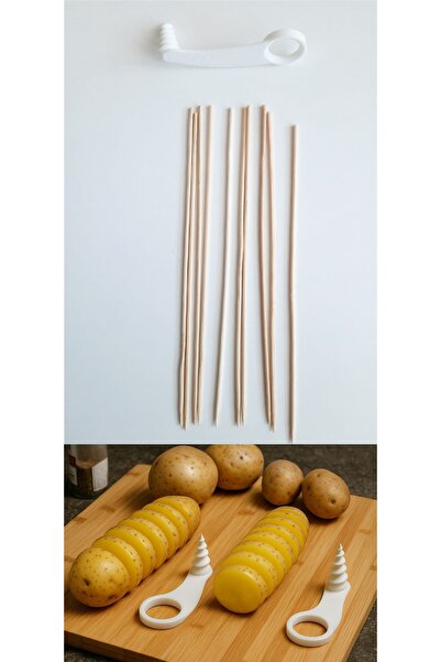 moistrid Çubukta Şekilli Patates Cips Yapma Aparatı Aleti Spiral Salatalık -patates Kesici (10 Çubuk Hediye)