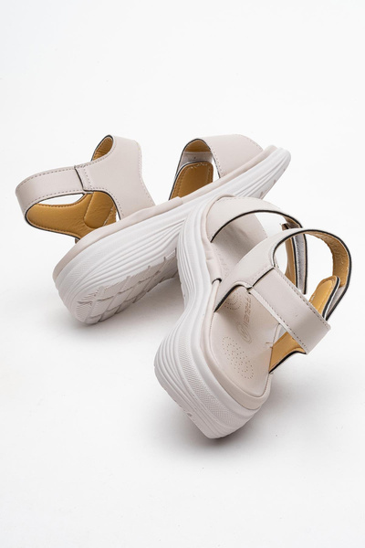 Ayakkabı Vakti Anatomical Double Velcro Soft Flat Sole Women's Sandals