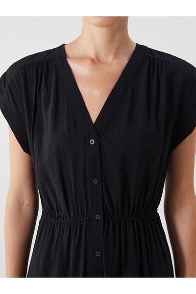 LC Waikiki Lcwaikiki Classic V-Neck Textured Waist Dress