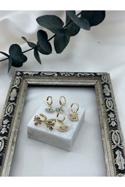 Tudivanyu Aksesuar Zircon Stone Eye Model Multiple Earrings