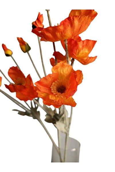 MAKİ DEKOR YAPAY GELİNCİK MODERN DEKORATİF VAZO ÇİÇEĞİ 3 DALLI 60 CM