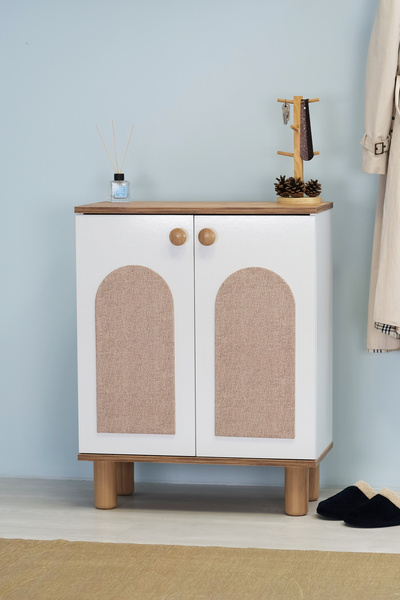 mistik home Nora Bohem 2 Kapaklı 3 Raflı Ayakkabılık - Kahve Köşesi - Kiler D...