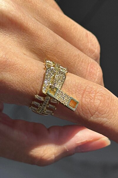TAKIŞTIR Adjustable Ring with Gold Color Zipper Figure