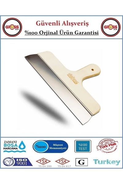 Dekor Eğri Saplı Alçı & Macun Ispatulası - Ahşap Sap - Yay Çeliği - 25CM