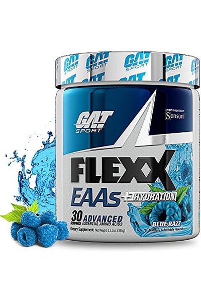GAT SPORT Flexx EAAs + Hydration, 30 Servings (Blue Razz, 30 Servings)