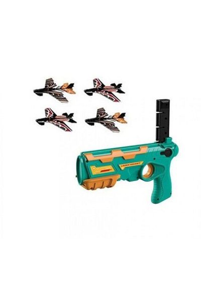 OEM Pistol de jucarie tip lansator cu 4 avioane verde