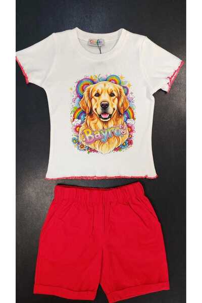 Classio Kids Mi̇no Alaçati Linen Shorts-Bayro Printed Cotton T-Shirt Set