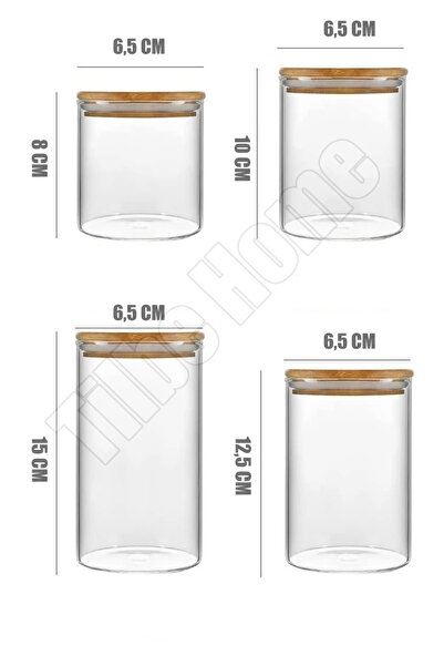 Tilbe Home 4Pcs Vacuum Bamboo Lid Glass Jar Borosilicate Glass Vacuum Spice Jar Storage Container Organizer