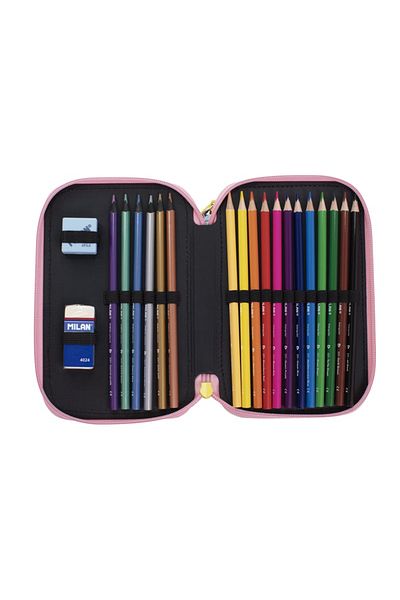 Milan 081364Sm2 Swims Yellow-Pink 3 Pocket Set Pencil Bag