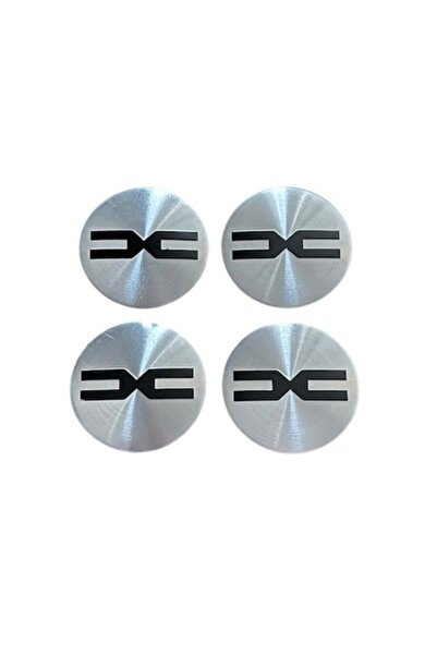 MAF Set 4 embleme stickere abtibild Dacia DC Argintii din tabla (aluminiu) autoadezive 56mm pentru capac