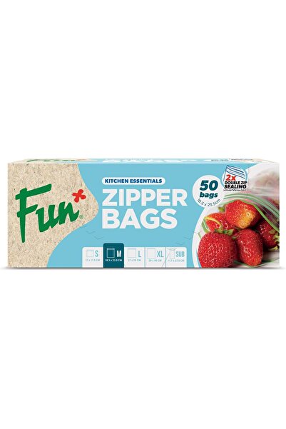 Fun أكياس بسحاب، مقاس 18.3 × 23.5 سم، شفافة، متوسطة الحجم - مقاومة للتسرب ومت...