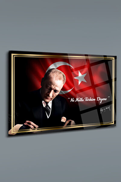 glassartdesign Atatürk Cam Tablo 154 - Atatürk Tablosu - Bayrak Tablosu