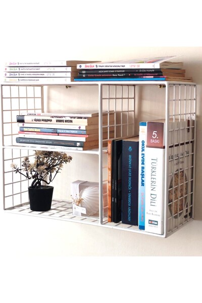 GO DEKOR Metal 3 gözlü Grid (Kafes) Kitaplık Rafı 45x30x17