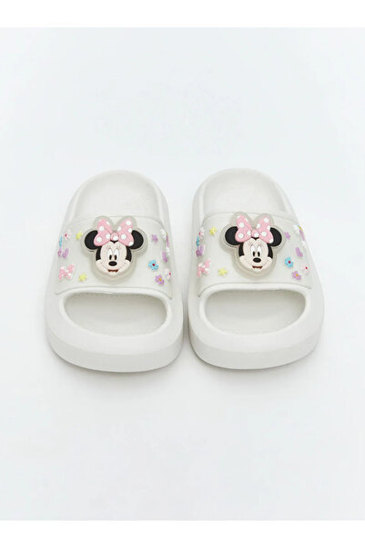 Genel Markalar Işıklı Beyaz Minnie Mouse Kabartmalı Kız Çocuk suya dayanıklı Terlik