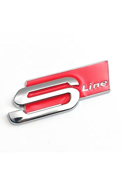 MAF Emblema Sline Metalica spate portbagaj Audi Rosu Chrome