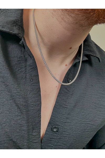 Arvens Men's Silver Stainless Steel Necklace Does Not Lose Color, Does Not Fade, Unisex, Does Not Fade, Can Be Combined, Does Not Rust