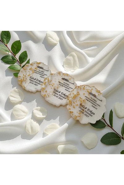 Lila Design Epoksi Magnet 25 Adet Söz Nişan Nikah Düğün Kına Hediyelik Organi...