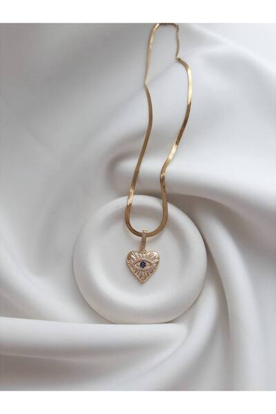 Minne Jewelry-Accessory Steel Italian Crushed Chain Heart Necklace - Zircon S...