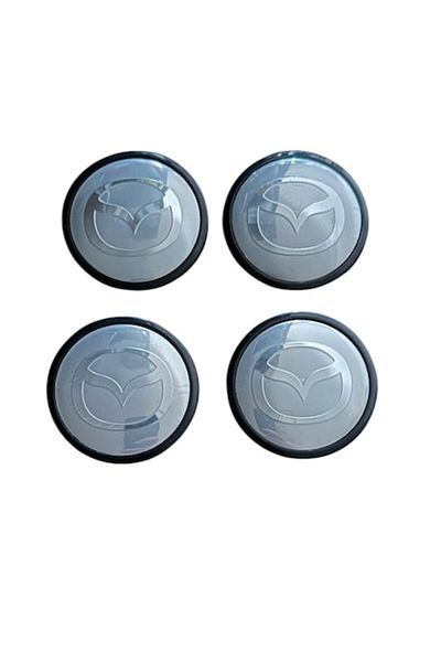 MAF Set 4 capace roți 59mm exterior, 55mm interior Mazda argintii compatibil/inlocuitor janta aliaj