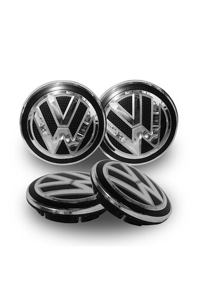Volkswagen Set 4 capacele roti 65mm Volkswagen, pentru jante aliaj, Negru