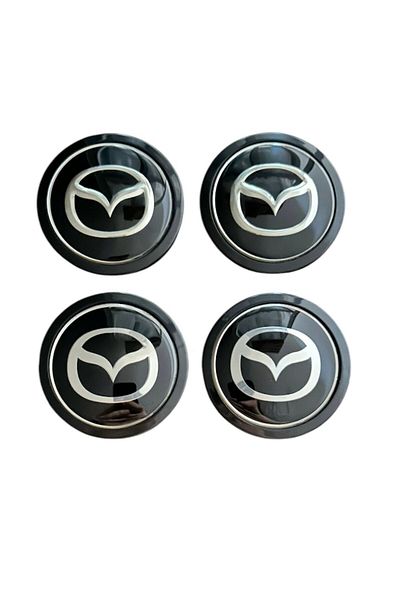 MAF Set 4 capace roti 76mm exterior, 60mm interior Mazda negre compatibil/inlocuitor janta aliaj